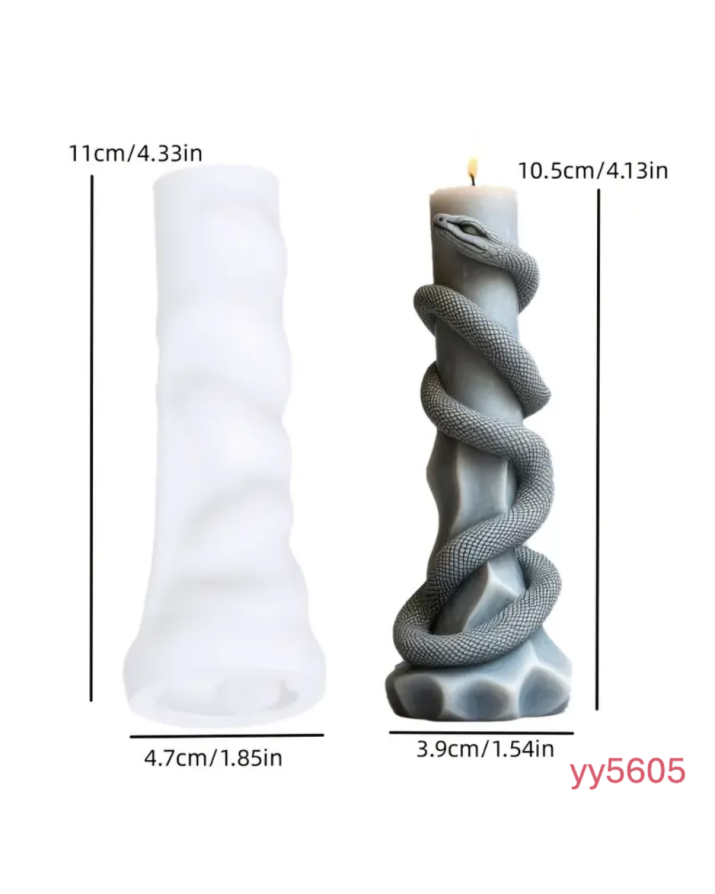 YY5605 Eğimli Yılan Mum Silikon Kalıp – Gizemli ve Şık Dekoratif Hediye!